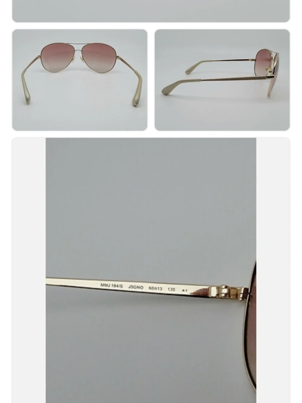 Marc by Marc Jacobs MMJ184/S J5GNO Gold Frame Brown Lens Aviator Sunglasses 60mm